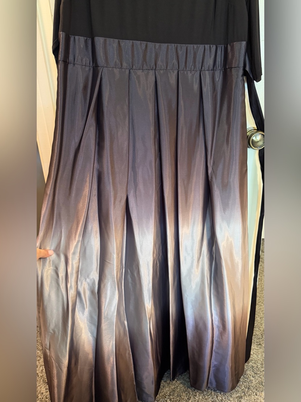 Dillard’s Ignite Evenings Ombre Satin 3/4 Sleeve Tie Waist Evening Gown Formal - Picture 6 of 12